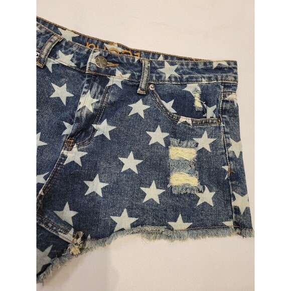 Rue21 Womens 9/10 Denim Cutoff Jean Shorts Stars Distressed Raw Hem Patriotic - Picture 4 of 12